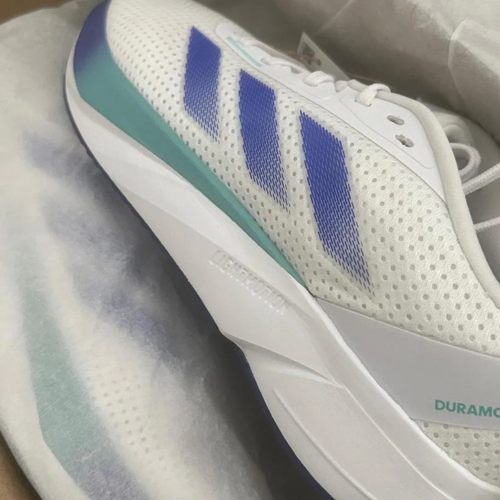 Adidas Duramo 4 running shoes White and blue Size 9.5M US 9UK NEW‎